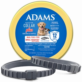 Adams Premium Flea & Tick Collar Plus for Dogs (2 pk/Gold Tin)