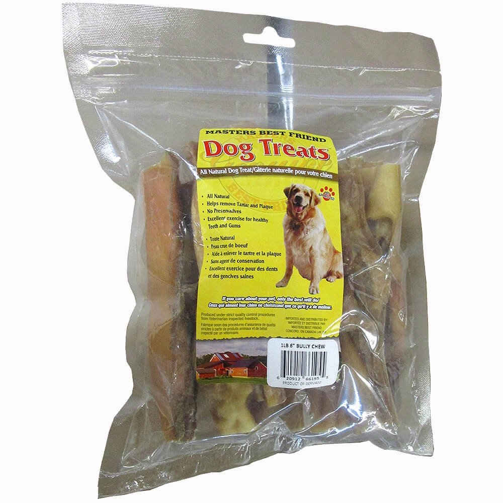 Beef Bully Dog Chews, 1 lb ?C All Natural Long-Lasting Rawhide Chews
