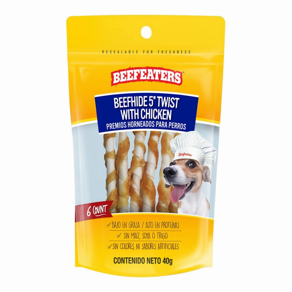 Beefeaters Oven-Baked Beefhide 5" Twists with Chicken Treats for Dogs