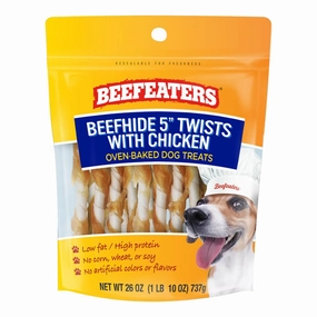 Beefeaters Oven-Baked Beefhide 5" Twists with Chicken Treats for Dogs