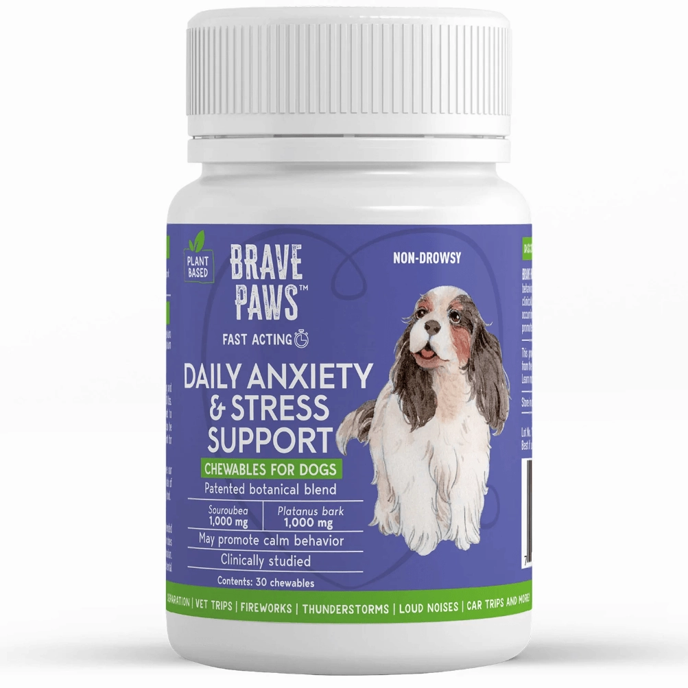 Brave Paws Anxiety & Stress Support Chewables for Dogs, Beef Flavored, 30 ct