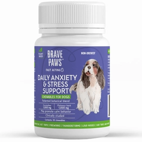 Brave Paws Anxiety & Stress Support Chewables for Dogs, Beef Flavored, 30 ct