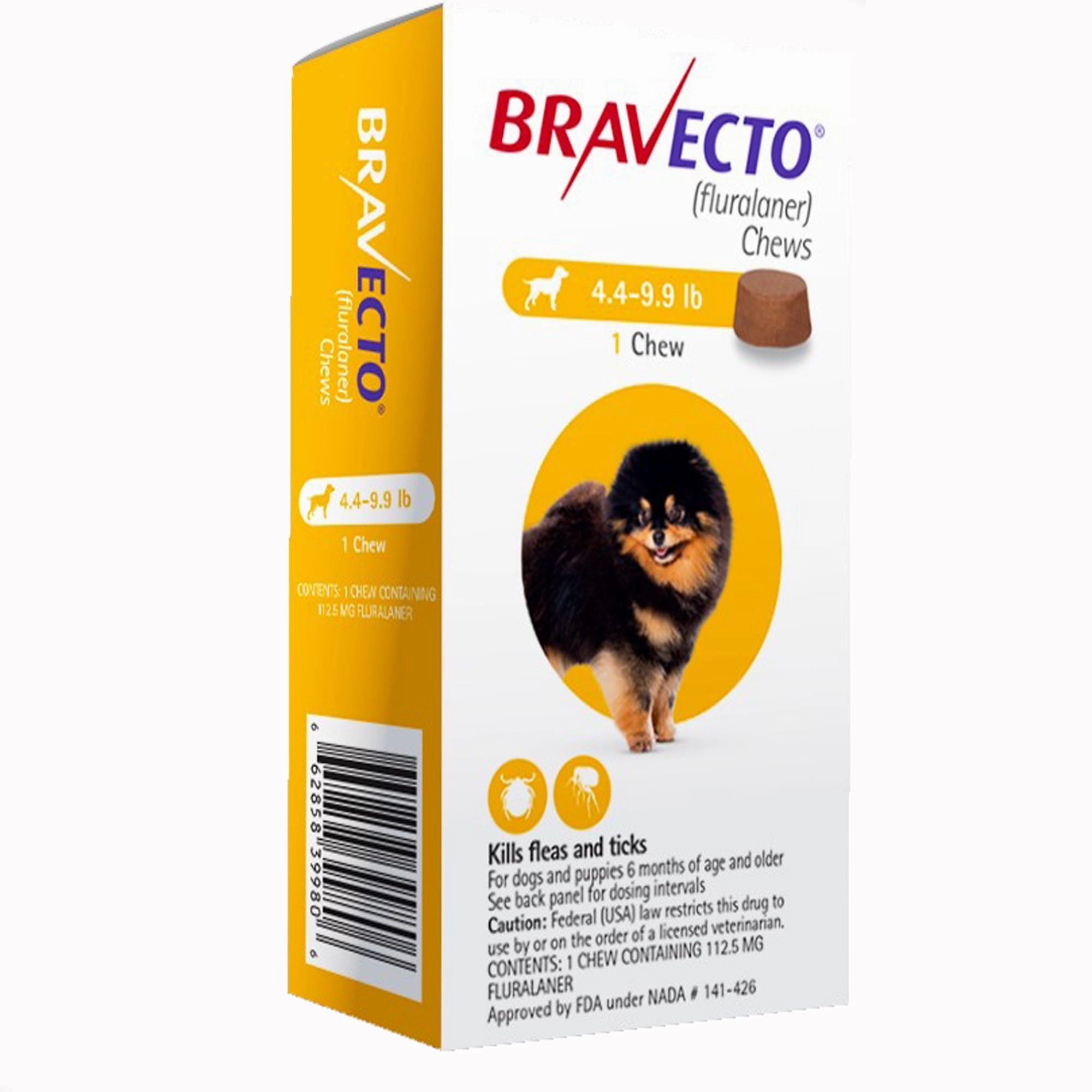 Bravecto Chews for Dogs (Fluralaner) - 12 Week Flea & Tick Prevention, 1 Chew