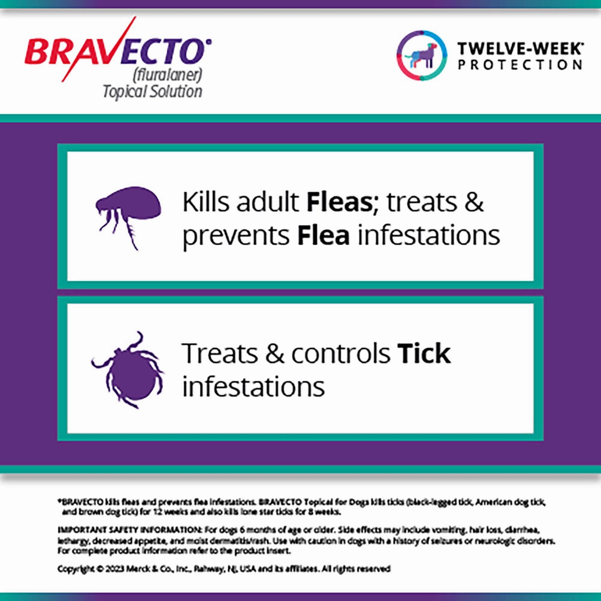 Bravecto (fluralaner topical solution) Flea & Tick 12-Week Topical for Dogs