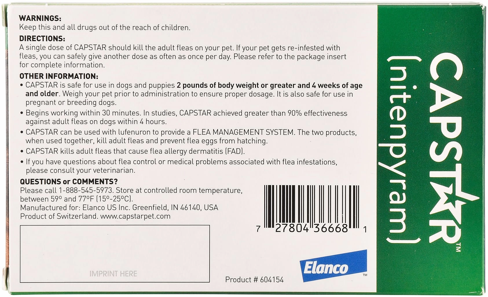 Capstar Oral Flea Treatment for Dogs