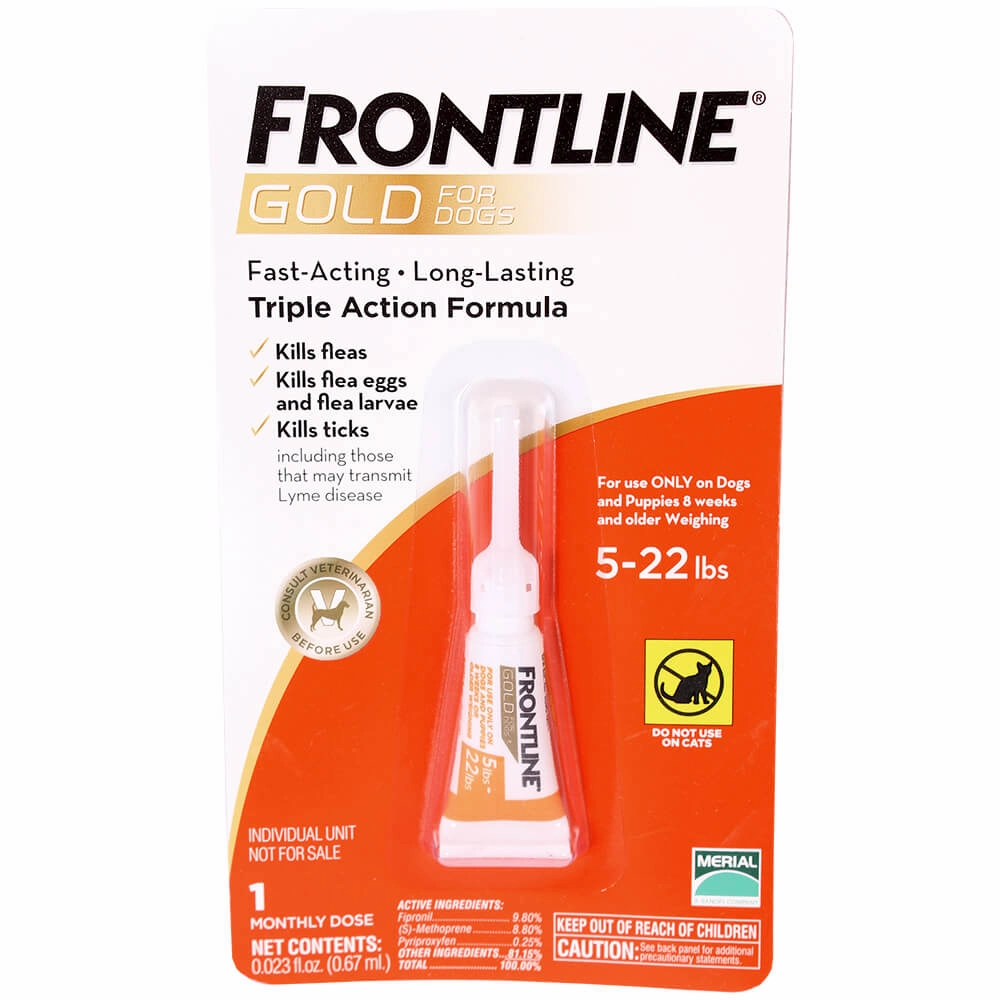 Frontline Gold for Dogs, 5-22 lbs, Single