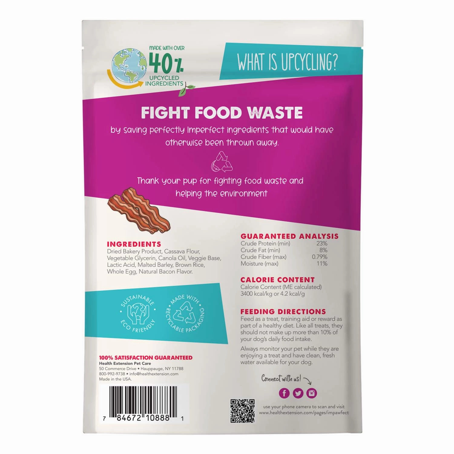 Health Extension Impawfect Bacon Recipe Training Treats for Dogs and Puppies, 4 oz