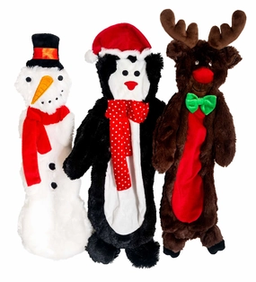 Jeffers Christmas Characters Unstuffed Plush Squeaker Dog Toys, 12"L