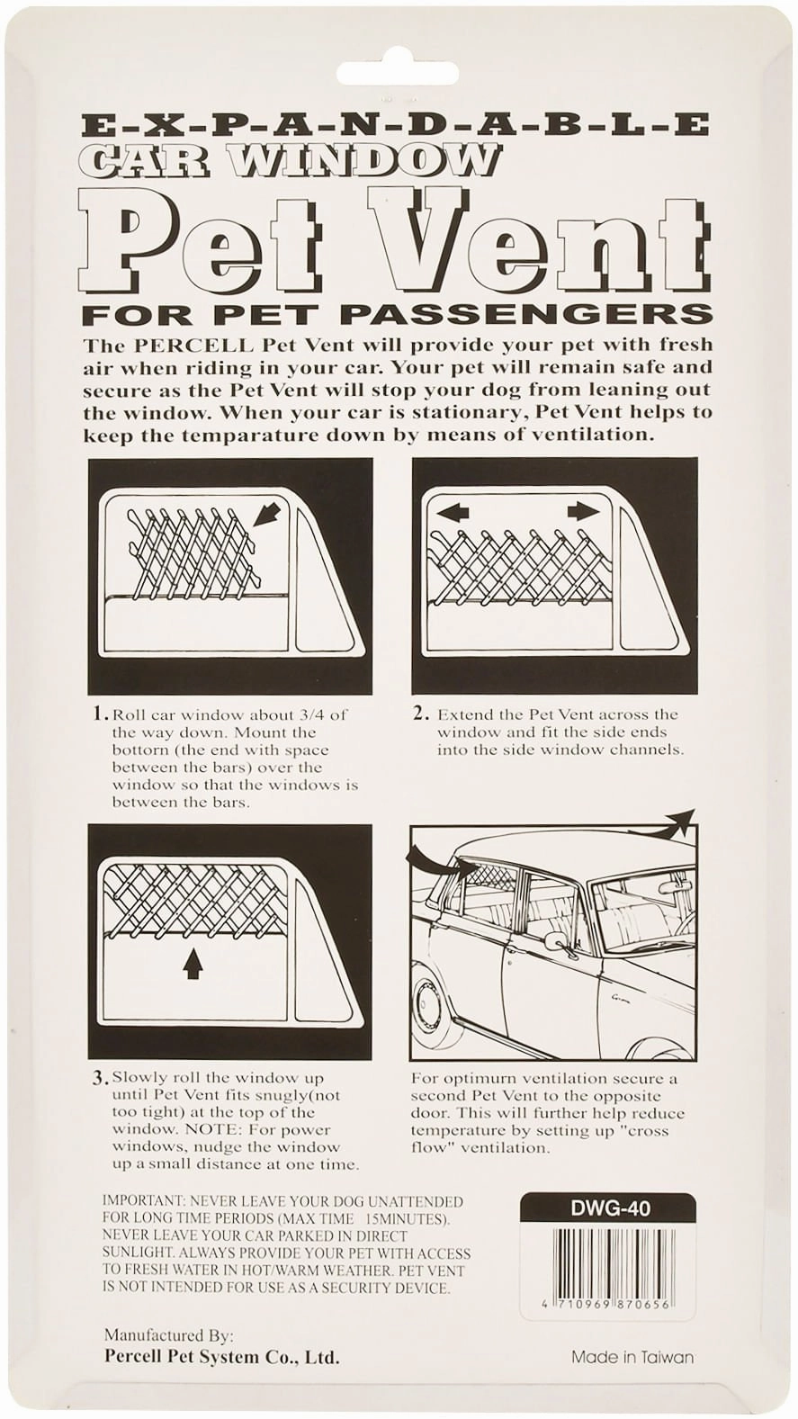 Jeffers Expandable Car Window Vent for Pet Passengers