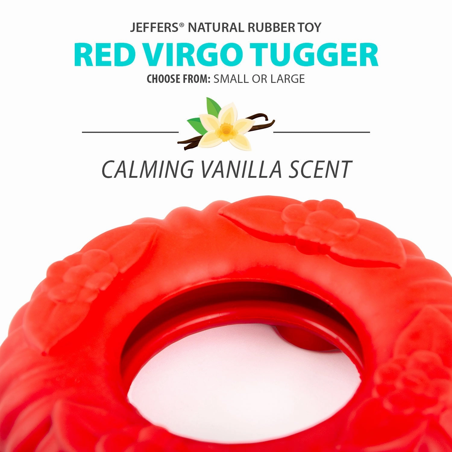Jeffers Natural Rubber Red Virgo Tugger Dog Chew Toy for Interactive or Solo Play