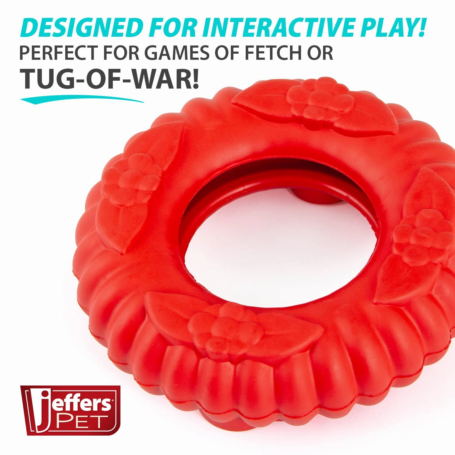 Jeffers Natural Rubber Red Virgo Tugger Dog Chew Toy for Interactive or Solo Play