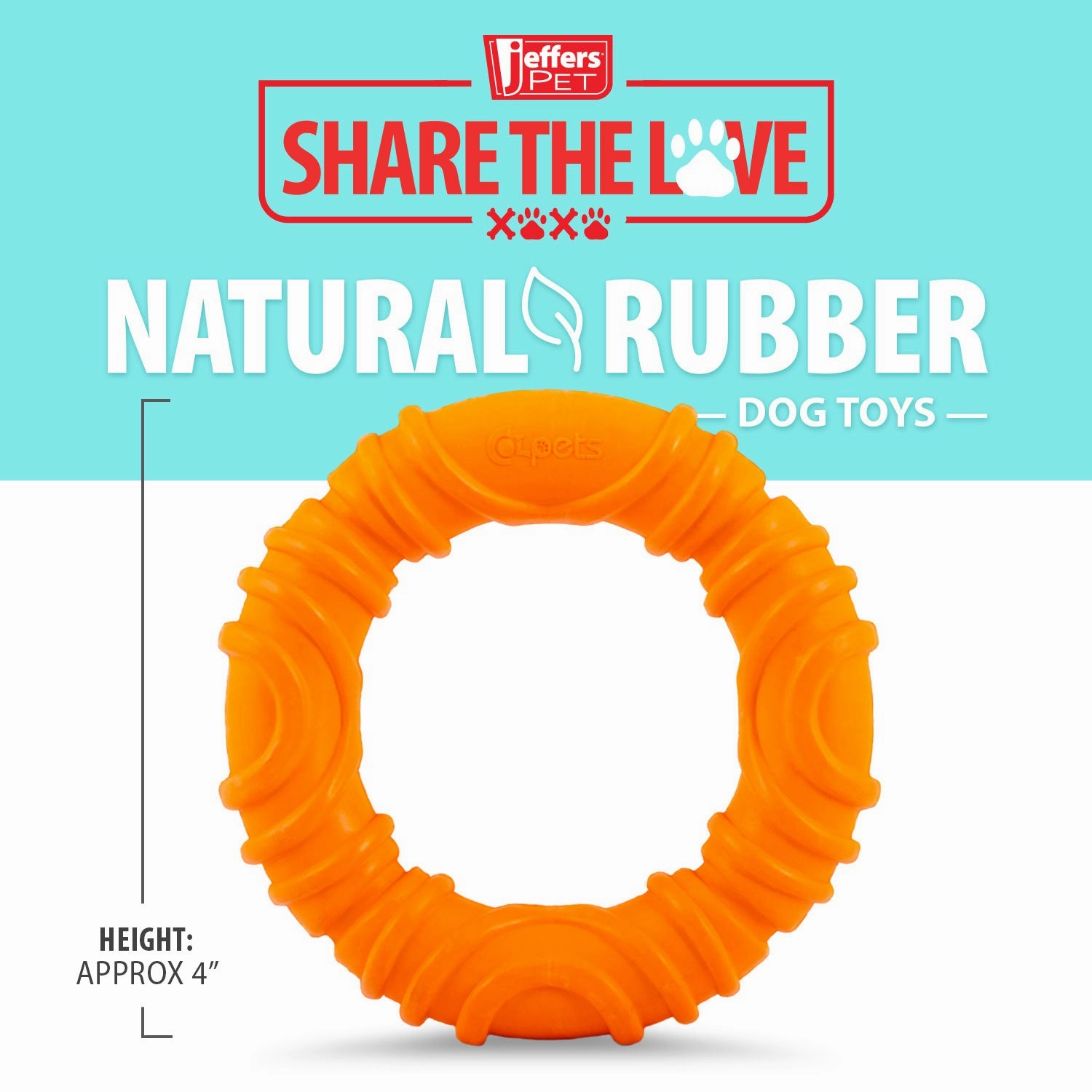 Jeffers Natural Rubber Wavy Ring Tugger Dog Chew Toy for Interactive & Solo Play