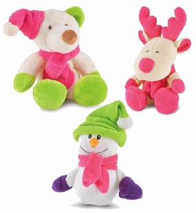 Jeffers Plush Bright Winter Pals Squeaker Dog Toys, 3 pk