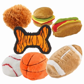 Jeffers Plush Shapes Share the Love Squeaker Dog Toys, 7 Piece Kit