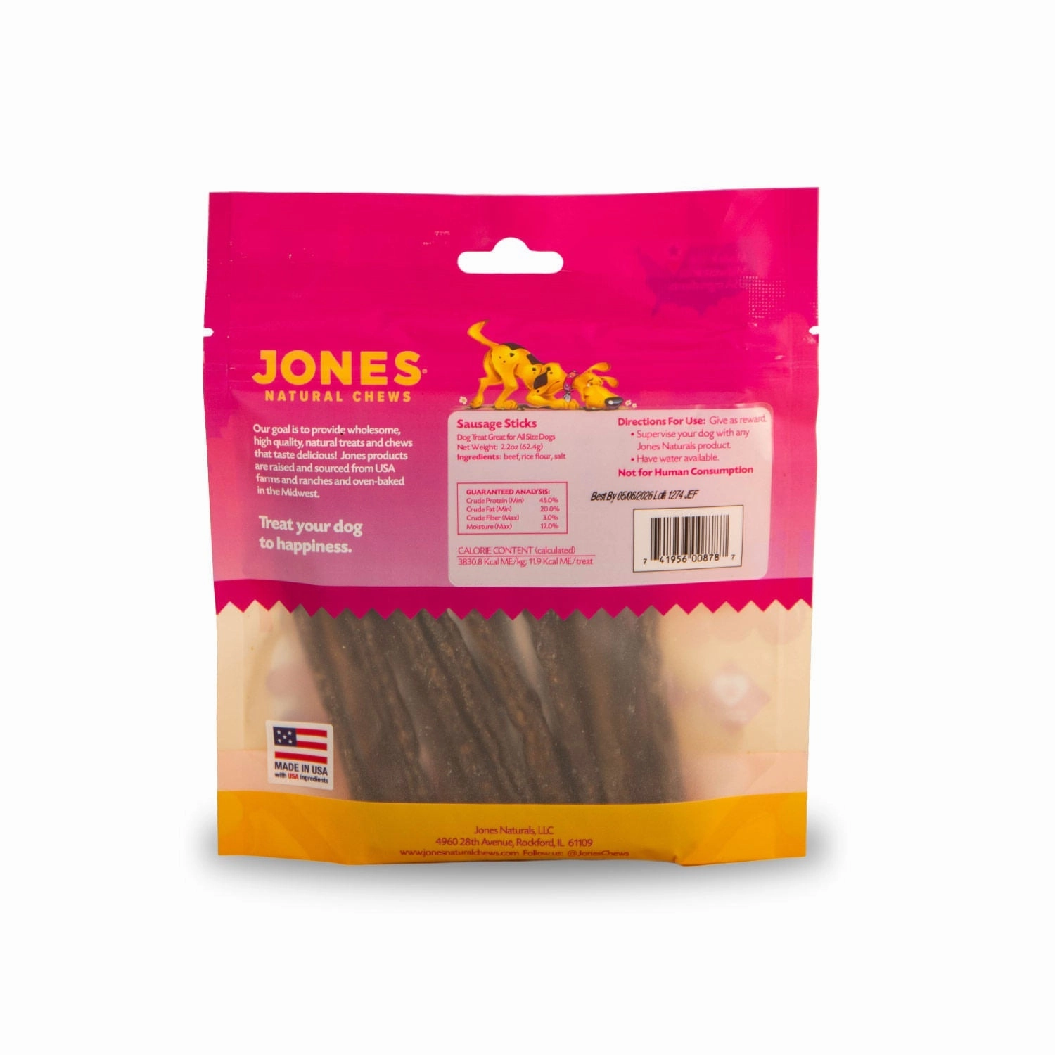 Jones Natural Sausage Sticks Dog Treats, 5" L