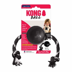 KONG Extreme Ball with Rope, Black, Large