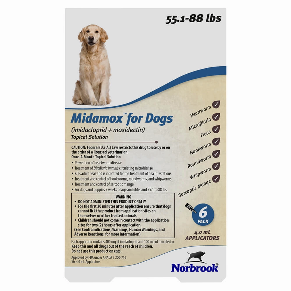 Midamox (imidacloprid   moxidectin) Once-A-Month Topical Solution for Dogs, 6 Pack