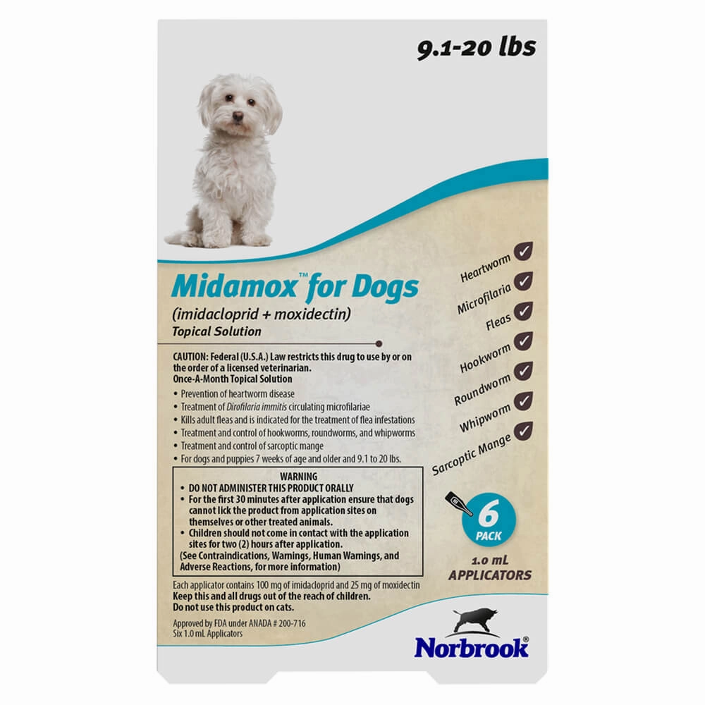 Midamox (imidacloprid   moxidectin) Once-A-Month Topical Solution for Dogs, 6 Pack