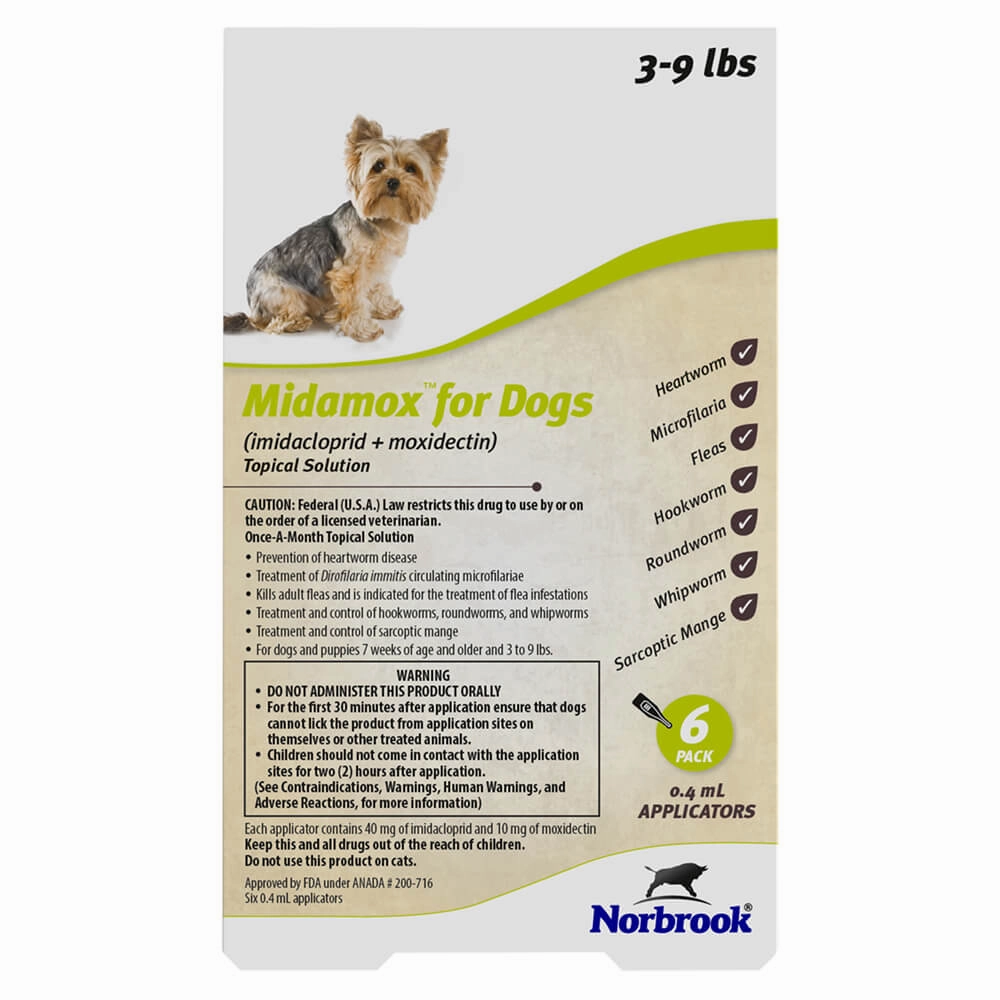 Midamox (imidacloprid   moxidectin) Once-A-Month Topical Solution for Dogs, 6 Pack