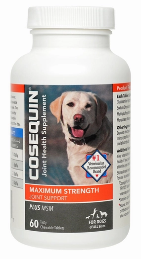 Nutramax Cosequin Maximum Strength Joint Health Plus MSM Supplement for Dogs, Chewable Tablets