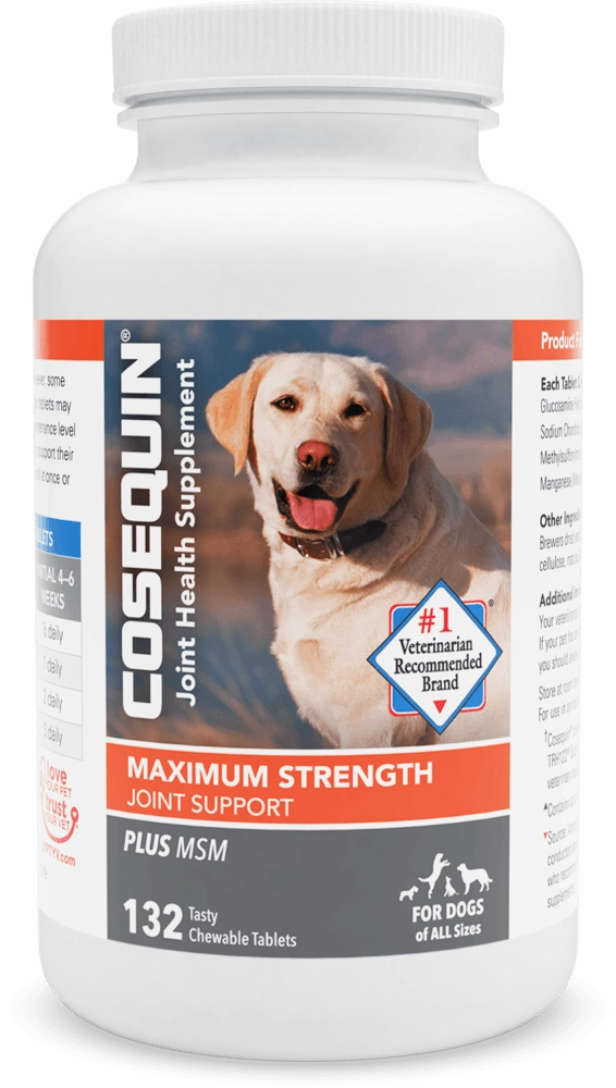 Nutramax Cosequin Maximum Strength Joint Health Plus MSM Supplement for Dogs, Chewable Tablets