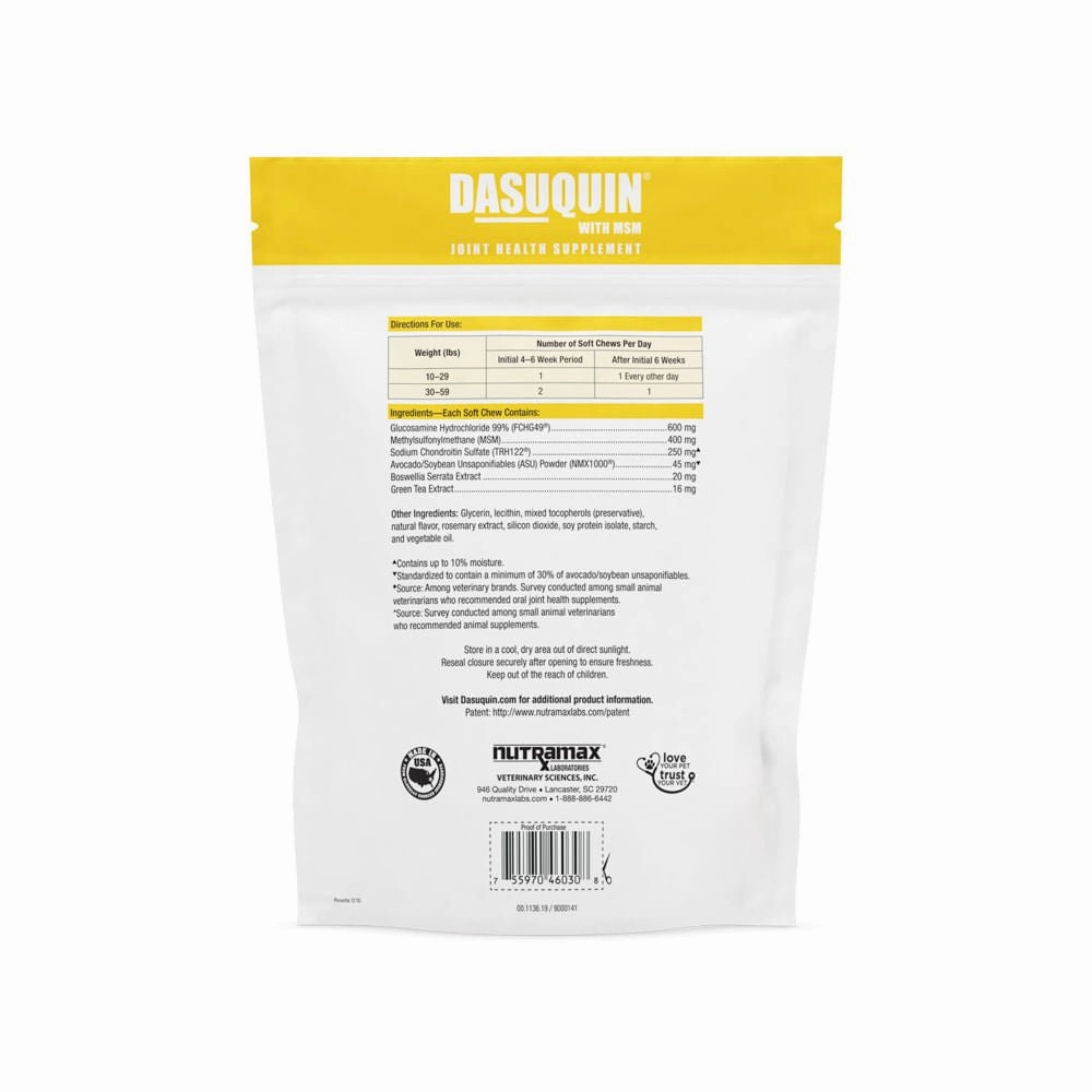 Nutramax Dasuquin for Dogs, Joint Health Supplement, Glucosamine, Chondroitin, ASU, MSM and More, Supports Healthy Joints, Soft Chews