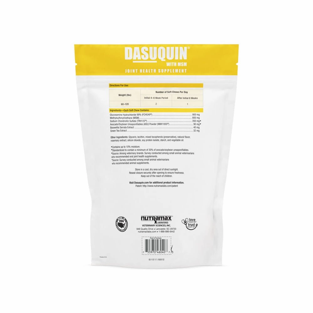 Nutramax Dasuquin for Dogs, Joint Health Supplement, Glucosamine, Chondroitin, ASU, MSM and More, Supports Healthy Joints, Soft Chews