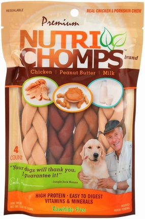 Nutri Chomps 6" Premium Braids Variety Pack Dog Chews, 4 ct