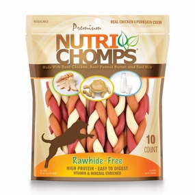 NutriChomps 6?? Mixed Flavor Braid Dog Chews, 10 ct