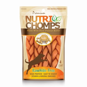 NutriChomps 6?? Peanut Butter Flavor Braid Dog Chews, 4 ct