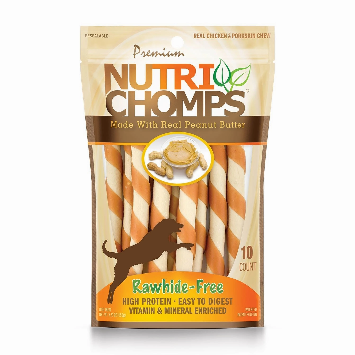 NutriChomps Peanut Butter Flavor Mini Twist, 10 ct