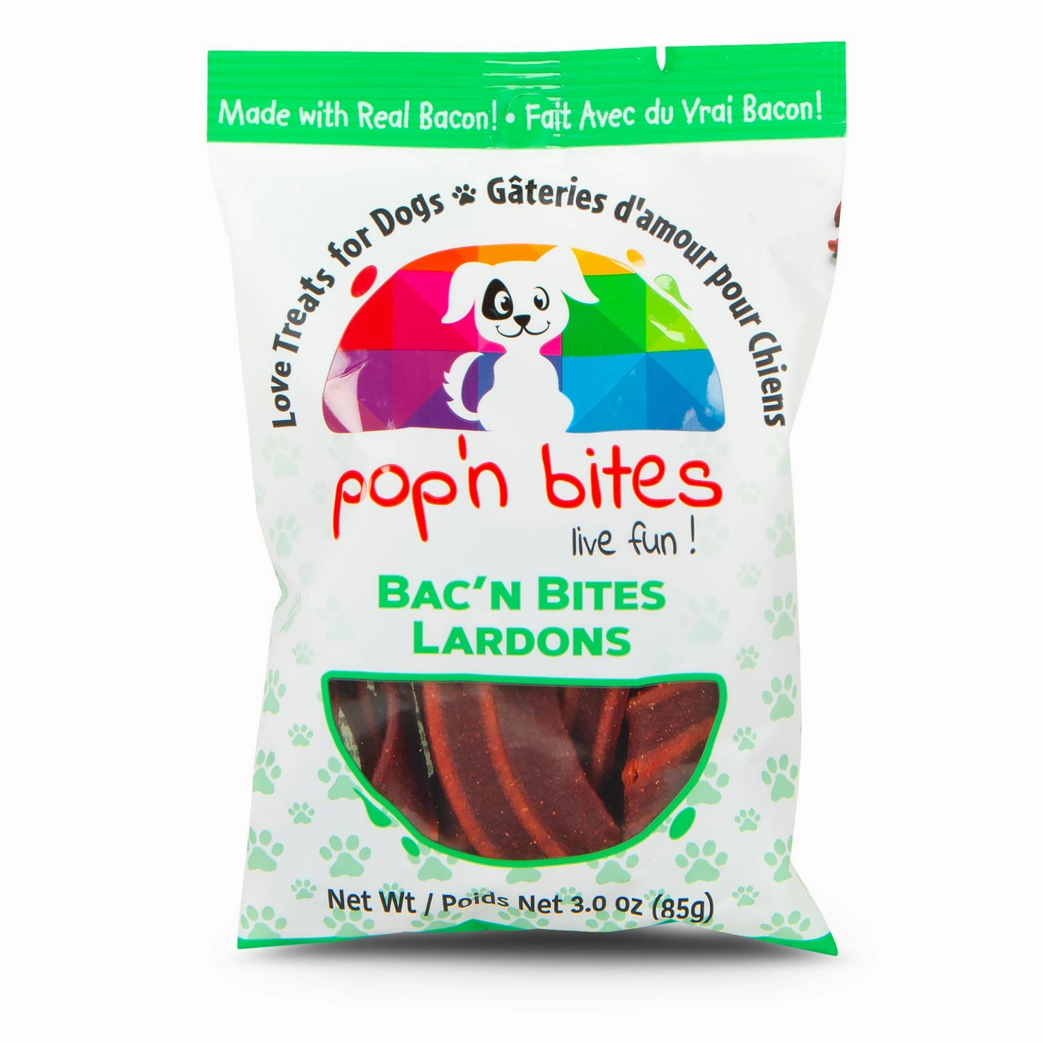 Pop'n Bites Bac'n Bites Dog Treats, 3.5 oz