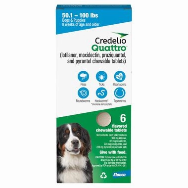 Rx Credelio Quattro Flea & Tick Chewable Tablets for Dogs