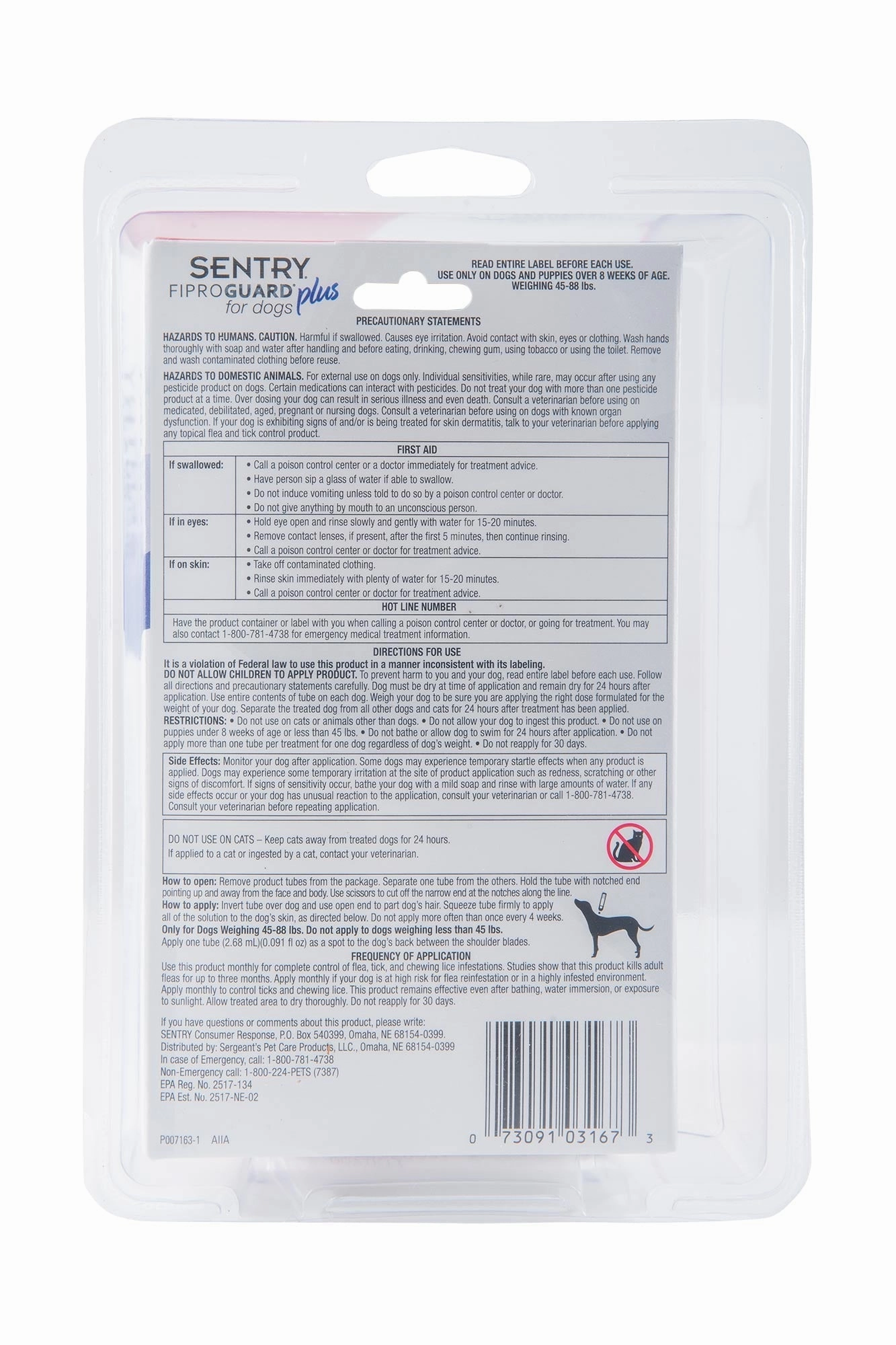 SENTRY Fiproguard Plus Topical Flea & Tick Prevention for Dogs