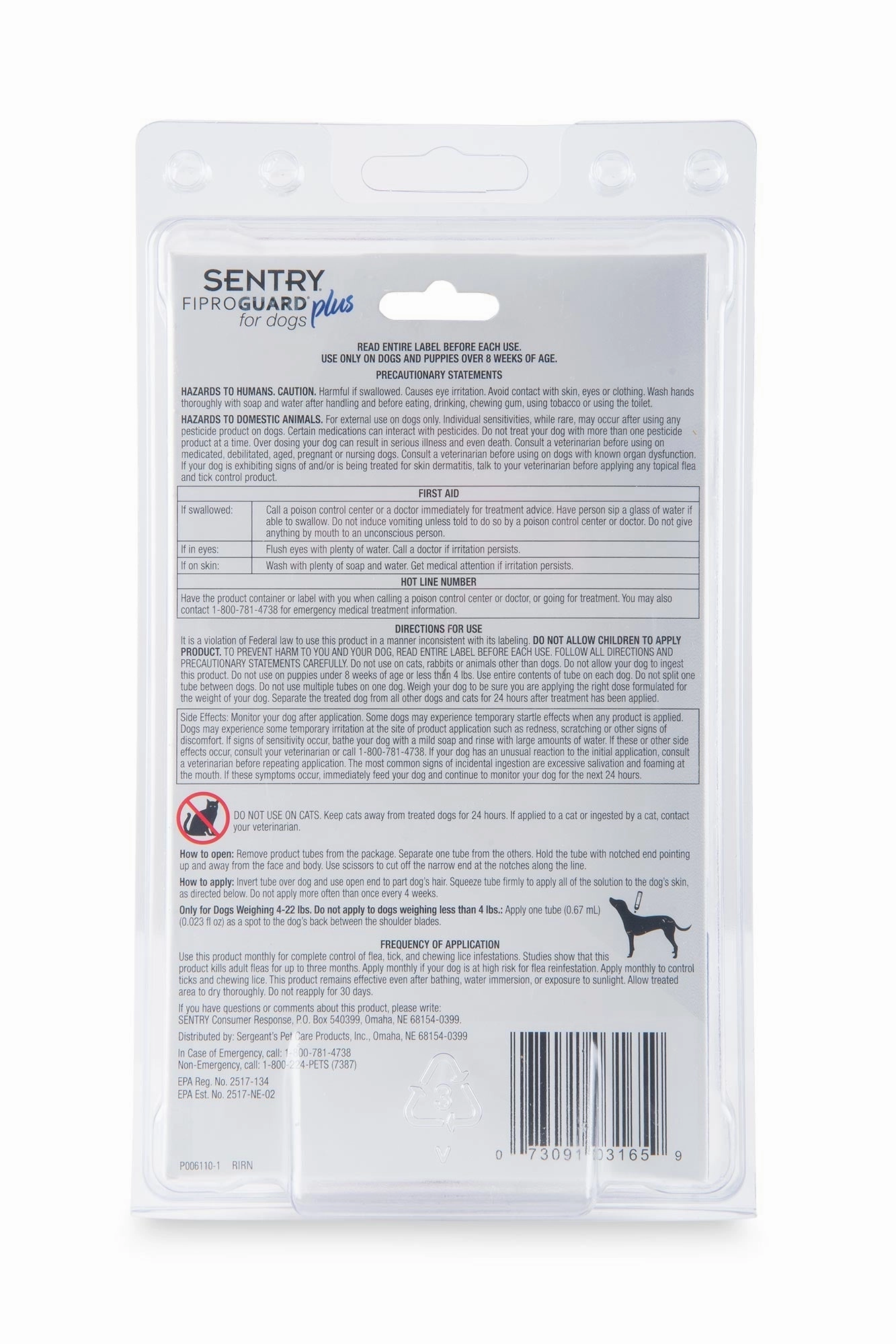 SENTRY Fiproguard Plus Topical Flea & Tick Prevention for Dogs