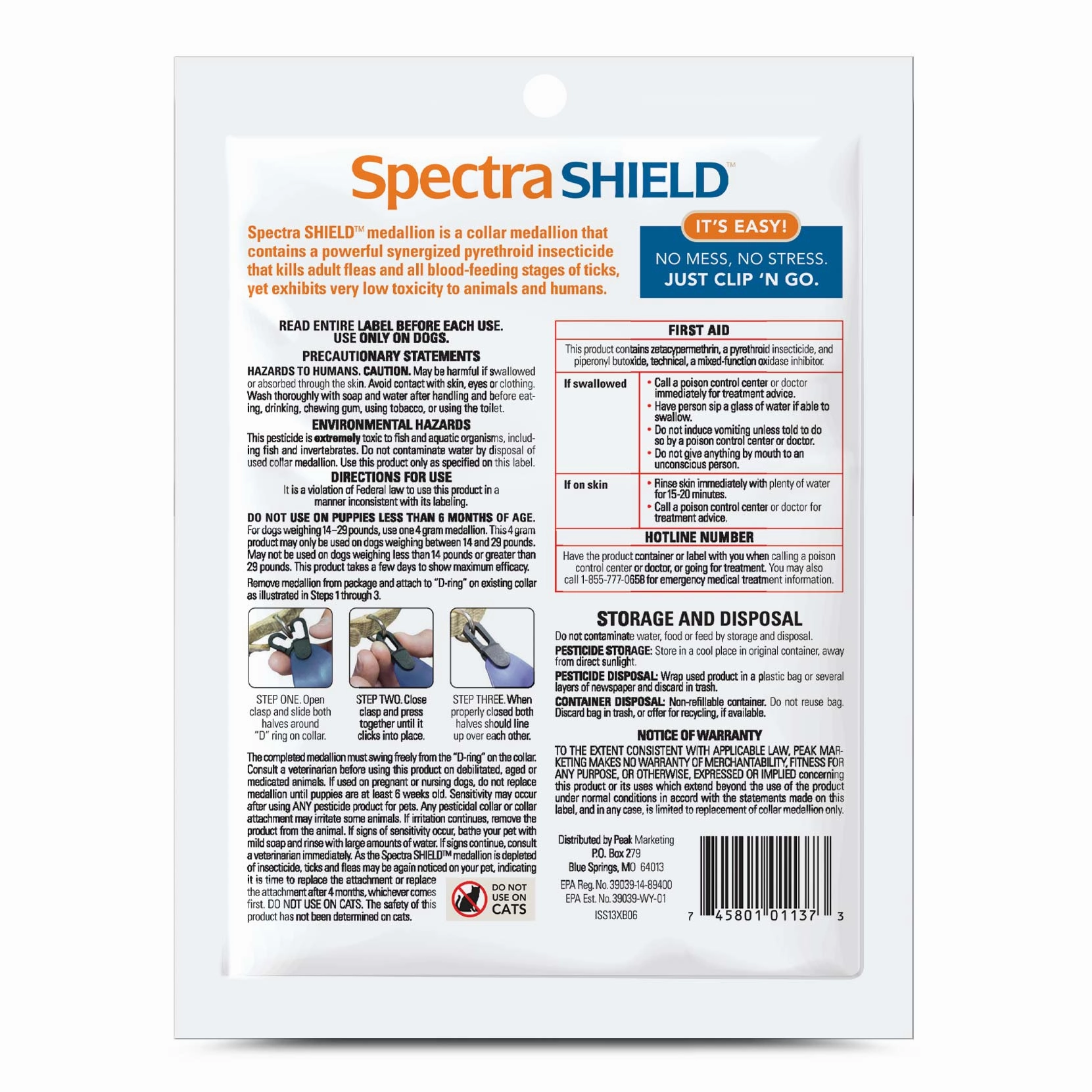 Spectra Shield Flea & Tick Collar Medallion for Dogs