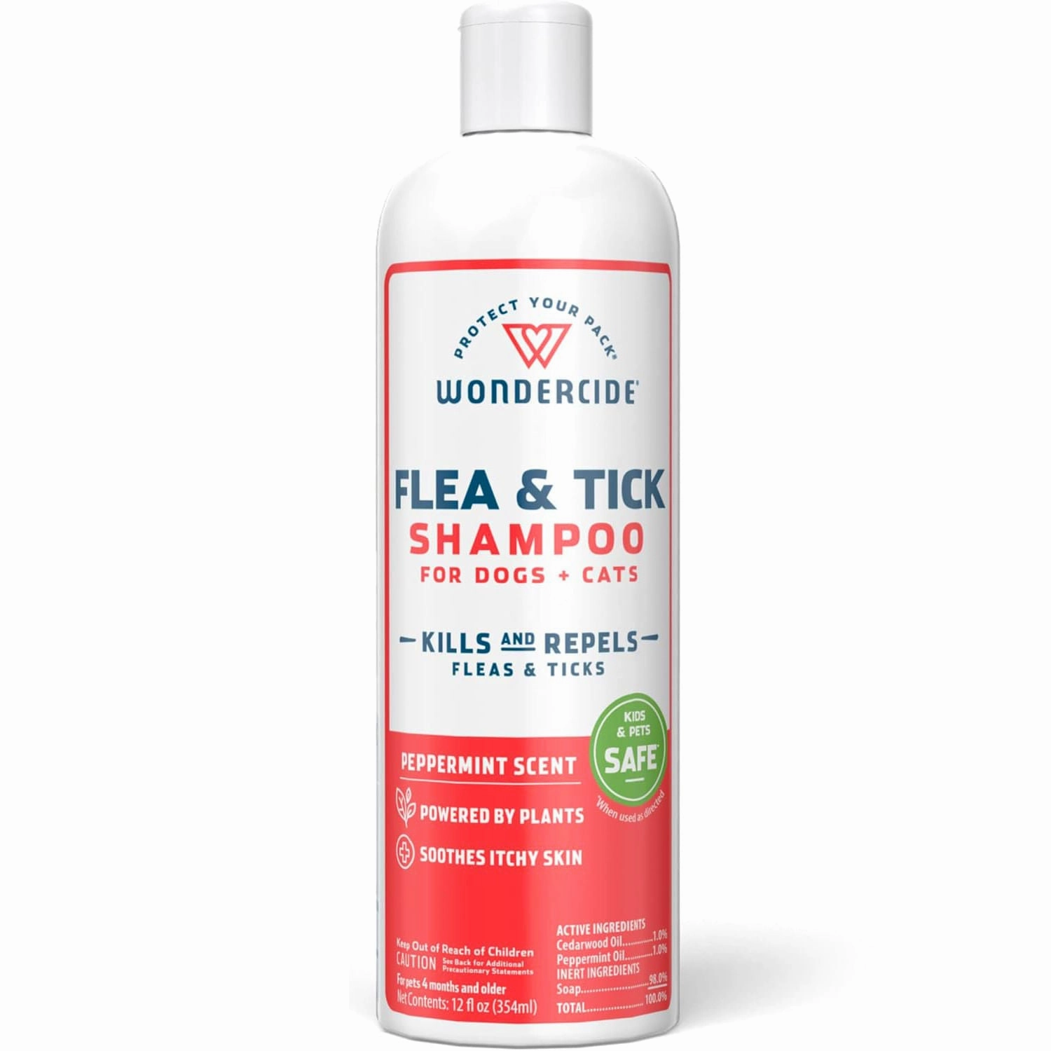 Wondercide Flea & Tick Shampoo for Dogs   Cats, Peppermint, 12 oz
